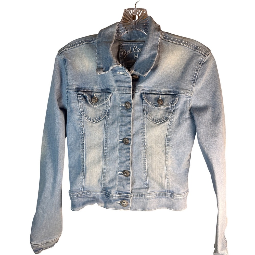 Red Camel Denim Jacket Women Size M Light Wash Stretch Trucker Jean Coat